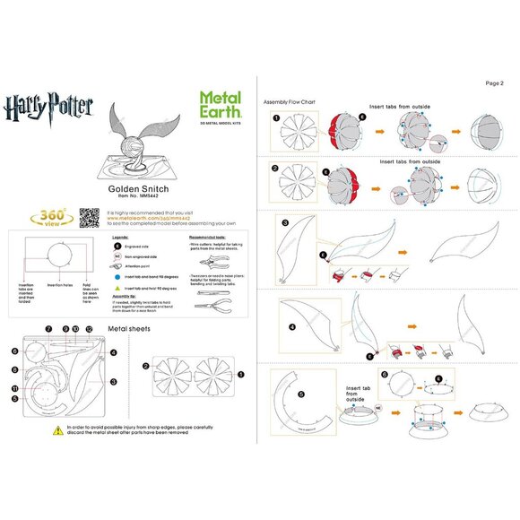 Fascinations Metal Earth Harry Potter Golden Snitch Model Kit Steel Model MMS442 - Picture 5 of 5